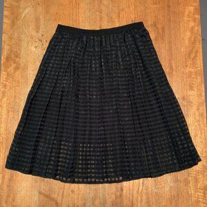 ILLA Black Pleated Midi Skirt | Textured Check | Size 10